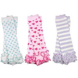 juDanzy 3 Pairs of girls baby Leg Warmers for newborn, infant, toddler, child (One Size (10 pounds to 10+ years), Polka Dots, Hearts, Stripes)