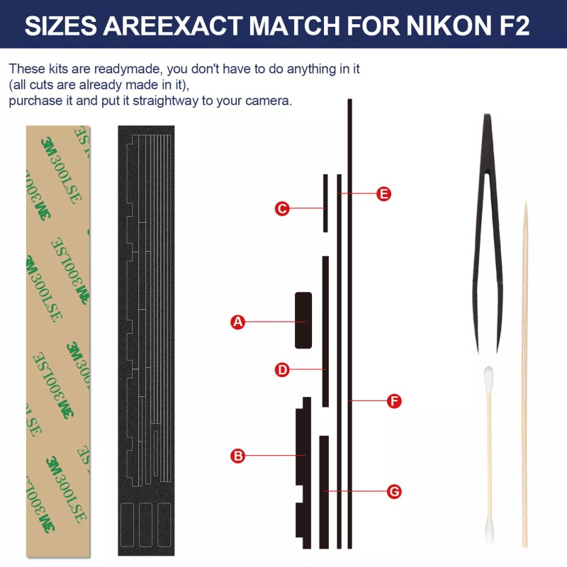 For Nikon, FM/FM2/FE/FE2 Pre-Cut Custom Light Seal Foam Sponge Adhesive
