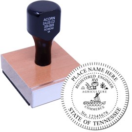 Tennessee PE Seal Stamp - Wood Handle Professional Engineer Wet Seal Stamp, Ideal for Tennessee Engineers - Tennessee PE Stamp, Size 2" - Perfect Tool for Tennessee Engineering Projects, TN PE Stamp