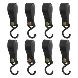 SG Store 8 Pcs PU Leather S-Shape Plastic Hooks for Outdoor Camping Hanging Pots Pans Utensils for Coat Towel Kitchen Bathroom Hooks Black