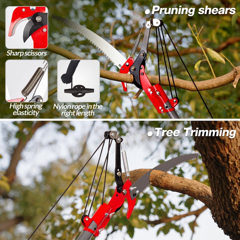 Suchtale 14ft Pole Saw, Manual Tree Pruner with Sharp Steel