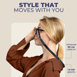 Luxitri Leather Glasses Strap - 7O cm Duotone Leather Eyeglasses Strap - Sunglasses Strap Holder Around Neck - Universal Fit