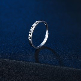 MICMIF Lucky Band Ring 925 Silver for Women Girls Adjustable Ring Women's 925 Sterling Silver Clover Lucky Ring Stacking Ring Jewellery Gift for Wife Girlfriend Mother, Silver, No Gemstone