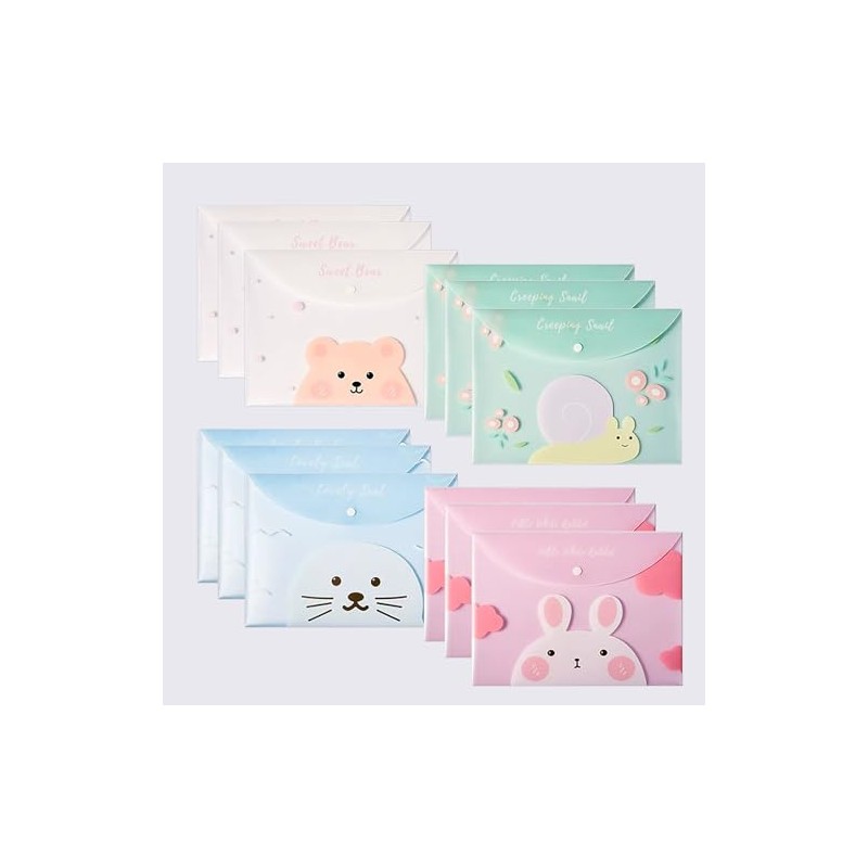 12pcs A4 Files Folder Fresh Leaves Document Bag, PVC Envelope