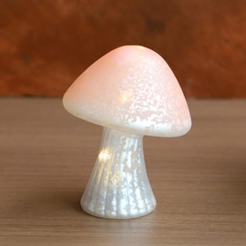 MIYA LIFE Glass Mushroom Lamp Cute Lamps for Bedrooms Battery Operated Mushroom Night Light Funky Lamp Ideal for Indoor & Outdoor Garden Decor (Pink, Set 1)