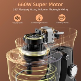 Electric Stand Mixer,10 Speeds Tilt-Head Food Mixer, 3-IN-1 Kitchen Mixer for Daily Cooks with Dishwasher-Safe 6.5 QT Bowl,Dough Hook, Beater, Whisk (Onyx Black)