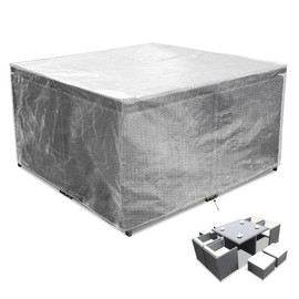 RICHIE Cover for Garden Furniture, Waterproof Protective Cover, Anti-UV Tarpaulin, Breathable Polyethylene for Garden Tables, Patio Furniture, Rectangular (Transparent, 125 x 125 x 71 cm)