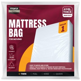 Utopia Home Twin Size Mattress Cover for Moving, 4 Mil Heavy Duty Plastic Mattress Bag for Disposal, Mattress Encasement Fits Mattresses up to 14 Inches, Mattress Bags for Moving