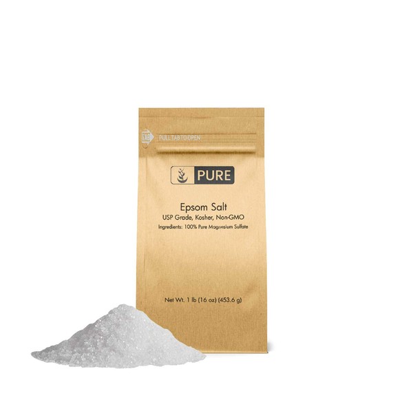 Pure Epsom Salt (1 lb.), Magnesium Sulfate Soaking Solution, All-Natural, Highest Quality & Purity, Top Grade