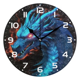 YETTASBIN Dragon Wall Clock, Silent Non Ticking Battery Operated Creative Decorative Round Clock for Kitchen, Living Room, Bathroom, Home School Office Decor, 10 Inch