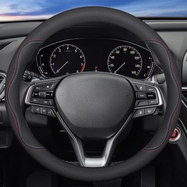 XHRING Car Steering Wheel Cover for Honda Civic Accord CRV HRV Pilot Passport Odyssey Element Insight Fit Ridgeline Clarity City LX EX EXL Si Hatchback Sport Hybrid Touring Accessories, 2024 Leather