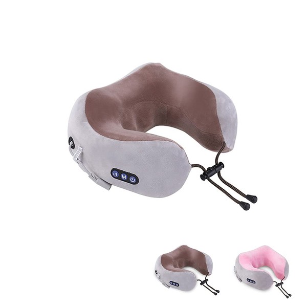 Electric Neck Massager Massage Pillow Neck Massager for Neck Muscle Pain Relief U-shaped Massage Pillow for Home, Car and Office (Brown)