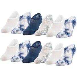 Peds Women's Lightweight Mesh Tie Dye Mid Cut No Show Socks, Multipairs