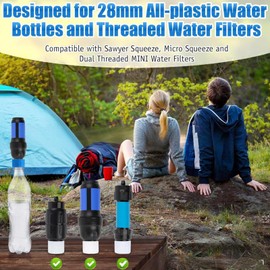 2 Pcs Water Filter Coupling Kit,Filtration Cleaning Couplings | 28mm External Thread Accessories Purifier Replacement with Gaskets for Travel Backpacking Mountaineering Outdoor