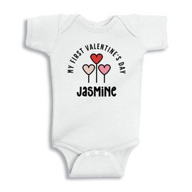 TATY Kids My First Valentine's Day Jasmine Baby Infant One Piece Bodysuit 6 Months White