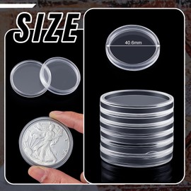Silver Dollar Coin Holder 40.6mm Silver Bar Capsule Holders Coin Capsules for Coin Collection Silver Bar, Round(30 Pieces)