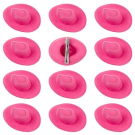 ASUNFO 12 Pcs Mini Cowboy Hat Hair Clips Western Cowgirl Hat Hair Barrettes Hair Accessories for Women Pink