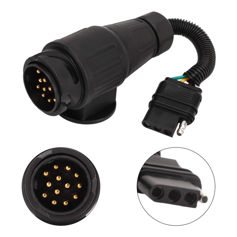 Trailer Plug Adapter 13 Way Round to 4 Way Flat