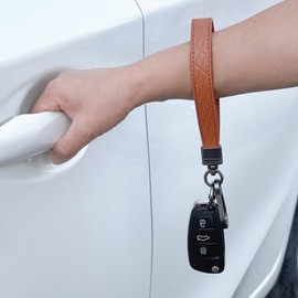 wagtune Leather Wristlet Keychain Car Key Chain Holder with 3 Key Ring Wrist Lanyard with Anti-Lost D Ring for Men and Women(4)