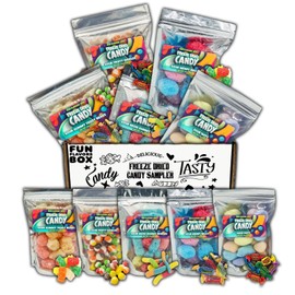 Freeze Dried Sour Candy 5 Count Variety Gift Box - Sour Giggles, Taffy, Neon Gummy Worms, Gummy Bears, Sour Merry Balls