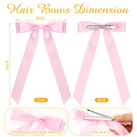 Mimorou 20 Pcs Silky Satin Hair Bows Bulk Hair Clip Hair Ribbon Ponytail Holder Accessories Slides Metal Clips French Hair Barrettes Bow Knot Hair Bow with Long Tails Hair Pins for Women