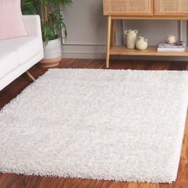 SAFAVIEH Hudson Shag Collection Area Rug - 5' x 7', Ivory, Solid Design, Plush 2-inch Thick Pile, Non-Shedding, Ideal for High Traffic Areas in Living Room, Bedroom, Dining (SGH285A-57)