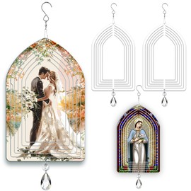 WindMage 4Pack 10inch Sublimation Wind Spinner Blanks 3D Aluminum Metal Wind Sculpture Kinetic Spinners for Yard and Garden Indoor Art Ornaments Hanging Decoration (Cathedral Window)