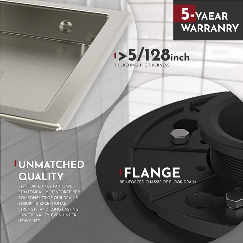 WEBANG 6 Inch Square Shower Floor Drain with Flange,Quadrato Pattern