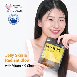 RETURNU Vitatone Facial Sheet Mask Korea Glass Skin Glow Hydration with Jeju Green Tangerine, Niacinamide, and Vitamin C Korean Skincare 0.88 oz * 5EA