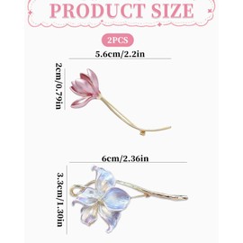 KGDUYC 2pcs Flower Brooch Lotus Water Lily Enamel Pin Light Purple Safety Pin Women Girls Dress Clothing Accessories Metal Floral Brooch Gold Tone Elegant Jewellery Gift Scarf Brooch
