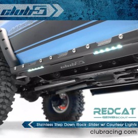 Club 5 Racing Stainless Step Down Rock-Slider w/ Courtesy Lights for Redcat GEN8