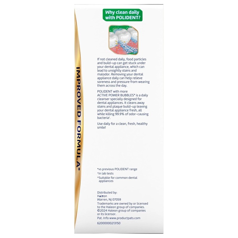 Polident 3 Minute Antibacterial Dental Appliance Cleanser Tablets, 60 Count