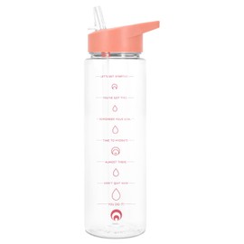 Restore Tritan Tracker Water Bottle, Flip Top, Track Your Goals, Leak Proof Lid, BPA Free, Featuring A Carry Handle, Perfect On The Go Hydration Bottle (Coral, 700ml)