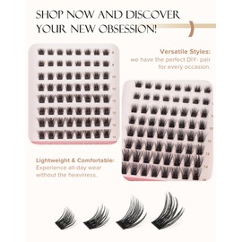 Onlyall Lash Clusters Eyelash Extensions Wispy Eyelash Clusters Cat Eye Cluster Lashes Fluffy Individual Lashes Clusters Natural C Curl Lash Clusters DIY Lash Extension Glam01