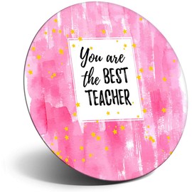 Destination Vinyl ltd Magnet for Refrigerator, Fridge - Cute Pink Best Teacher Kids School for Office, Cabinet and Whiteboard, Magnetic Stickers, 8723