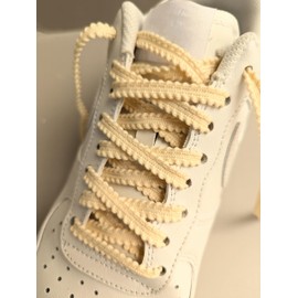 Shark Tooth Laces, Running, Training, Trail, Football Boot Shoe Laces, 120cm Long, 6mm Wide, Colourful (Off-White)