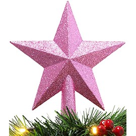 Christmas ConceptsÂ® 20cm Glitter Tree Top Star Decoration â Christmas Tree Topper (Baby Pink)