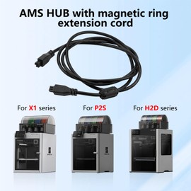 Xirbbo Bamboo lab AMS 2 pro AMS Cable 6 Pin Extension Cable 1.5M/59.06inches, for Bamboo-Lab AMS/2 Pro P1S P1P X1C X1E 3D Printers, Male to Male, with Magnetic Ring Filter