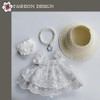 4-Piece White Rose Lace Dress for 5.9-6.7"(15-17cm) Dolls,Includes Dress,Straw Hat,Rhinestone