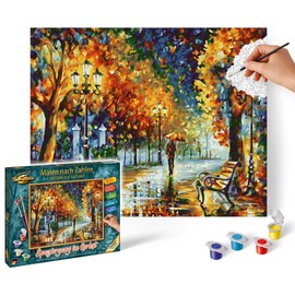 Schipper 609240910 Paint by Numbers - Walk in Autumn - Painting Pictures for Adults, Includes Brush and Acrylic Paints, 24 x 30 cm