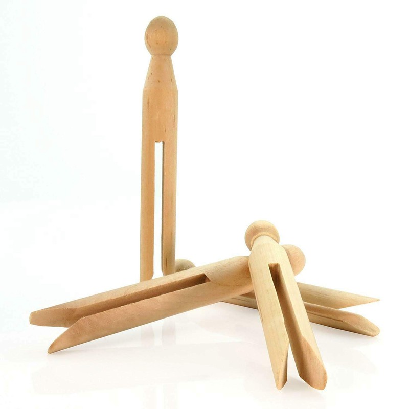 BMC LONDON 24pcs Traditional Wooden Dolly Pegs Washing Lines Laundry