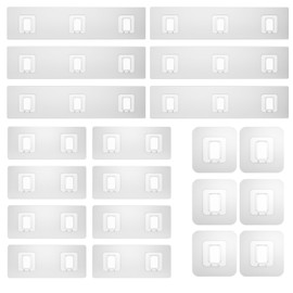 FEPTUASE 20 Pack Shower Caddy Adhesive Replacement Flat, Transparent Strong Adhesive Hooks, No Drilling, Waterproof Wall Hooks for Shower Caddy, Bathroom Storage Shelves and Kitchen Racks