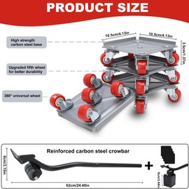 MEKOTRIN Heavy Duty Furniture Dolly with 5 Wheels, Carbon Steel Panel Furniture Mover Without Brake, Maximum Load 1322lbs, 360° Rotatable Furniture Lifter Sliders Tool for Moving Piano Sofa Equipment