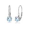 Sterling Silver Genuine or Created Gemstone 6mm Round Leverback Earrings,