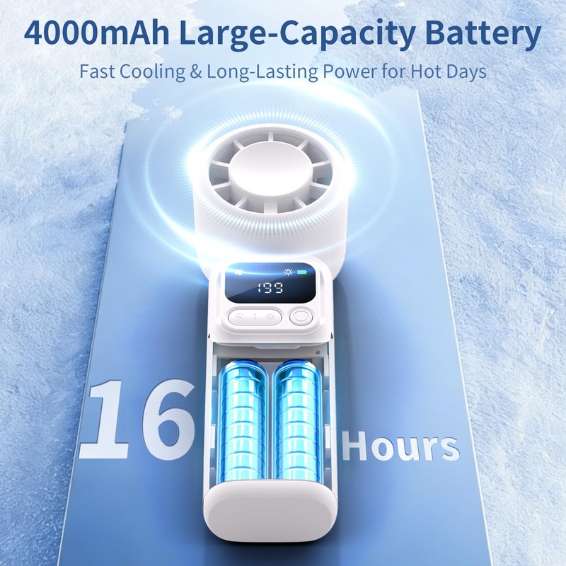 Lerat Portable Handheld Turbo Fan, 5-Speed Wind, Battery Operated, 3-in-1