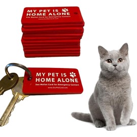 Red Dog Cat are Home Alone Alert Key Tags Pet Contact Keychain Alert Keychain ID Tags and Collar Accessories