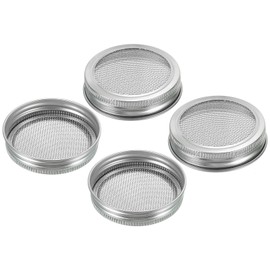PATIKIL Sprouting Lids, 4 Pcs 70mm Stainless Steel Strainer Lids for Wide Mouth Canning Jars, Silver Tone