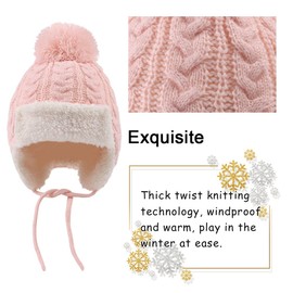 XIAOHAWANG Baby Hat Winter Knitted Hat Baby Newborn Warm Winter Hat Girls Children's Hats Boys Benia for Baby Children, rose