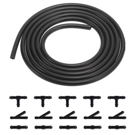 Windscreen Washer Hose, 3 m Wiper Water Hose Repair Kit with 15 Hose Connectors, Universal Windscreen Washer Hose for Car, Windscreen Rubber Hose for Wiper Water, Black
