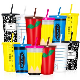 Jansun 12 Pack Teacher Appreciation Reusable Coffee Cups Plastic Tumblers